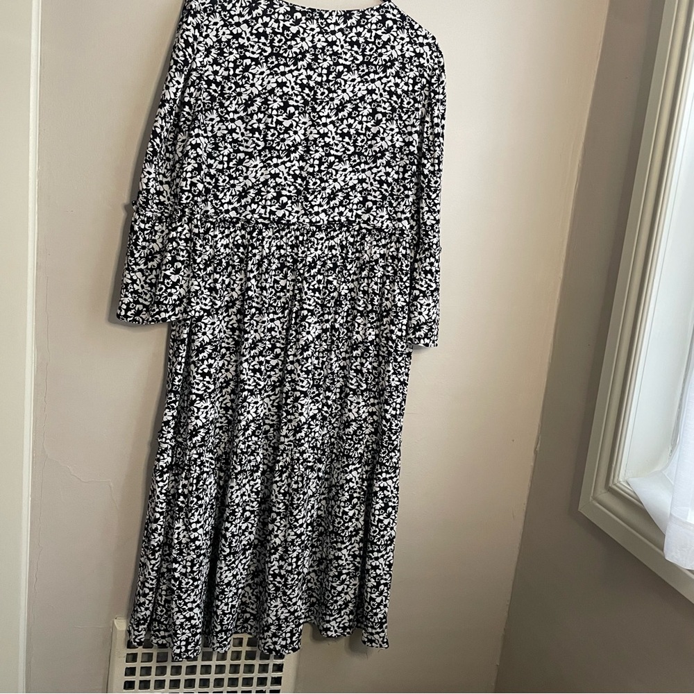 Zara Black & White Floral Maxi Dress Medium - Picture 5 of 10